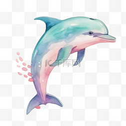 飞跃海豚元素立体免抠图案