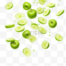 切苹果图片图片_切碎苹果元素立体免抠图案