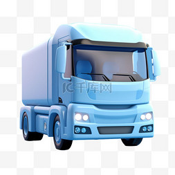 蓝色货车图片_蓝色货车元素立体免抠图案