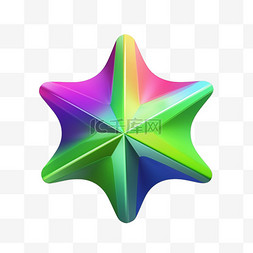 多彩五角星元素立体免抠图案