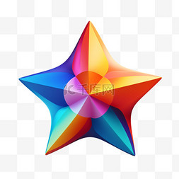 立体五角星装饰图片_多彩五角星元素立体免抠图案