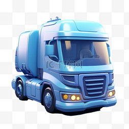 蓝色货车图片_蓝色货车元素立体免抠图案