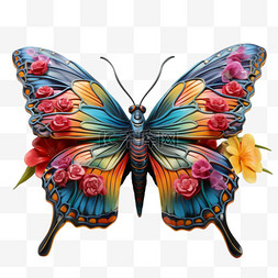蝴蝶花纹元素立体免抠图案