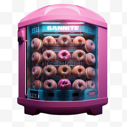 自动贩卖机吧图片_甜甜圈贩卖机元素立体免抠图案