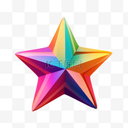 立体五角星装饰图片_多彩五角星元素立体免抠图案
