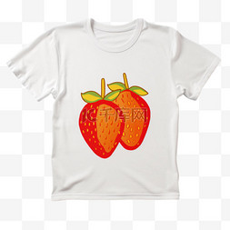 草莓T恤元素立体免抠图案