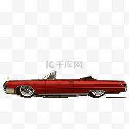 汽车划痕图片_复古红色汽车元素立体免抠图案