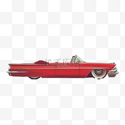 复古红色汽车元素立体免抠图案