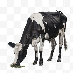 低头驼背图片_奶牛低头元素立体免抠图案