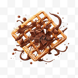 巧克力华夫饼图片_巧克力华夫饼元素立体免抠图案