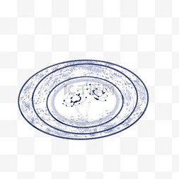 蓝色扁平风餐饮传统荷花青花瓷盘