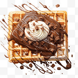 巧克力华夫饼元素立体免抠图案