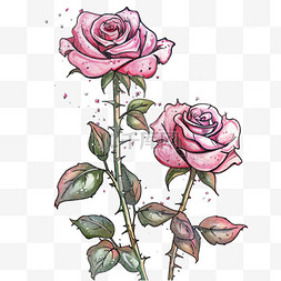 浪漫玫瑰元素立体免抠图案