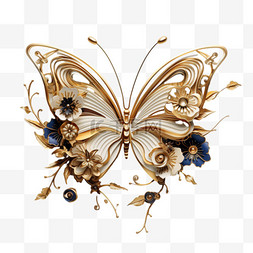 镂金蝴蝶元素立体免抠图案