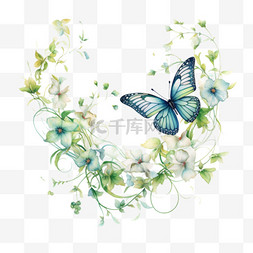 蝴蝶花朵元素立体免抠图案