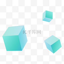 蓝色方块简约图片_立体简约方块免抠元素