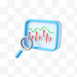 金融放大镜图片_3d搜索图表png图片