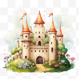 卡通城堡城堡图片_卡通城堡元素立体免抠图案