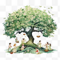 儿童大树元素立体免抠图案