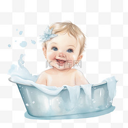 婴儿洗浴图片_婴儿洗浴元素立体免抠图案