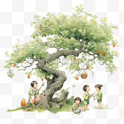 儿童大树元素立体免抠图案