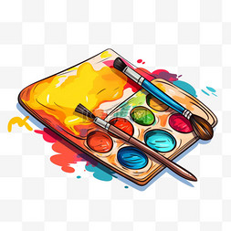 颜料画笔图片_画笔颜料元素立体免抠图案