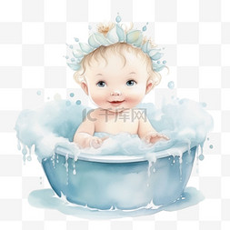 婴儿洗浴元素立体免抠图案