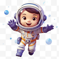 儿童宇航员元素立体免抠图案