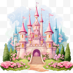 梦幻图片_梦幻城堡元素立体免抠图案