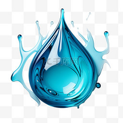 淡蓝水滴元素立体免抠图案