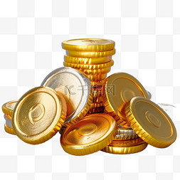 金银硬币元素立体免抠图案