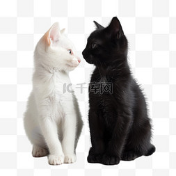 黑白猫咪图片_黑白猫咪元素立体免抠图案