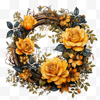 温暖花朵元素立体免抠图案