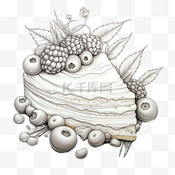 蛋糕素描图案图片_素描蛋糕元素立体免抠图案