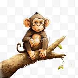 猴子免抠图片图片_树枝猴子元素立体免抠图案