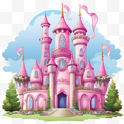 梦幻城堡元素立体免抠图案