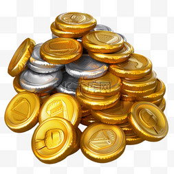 金银硬币图片_金银硬币元素立体免抠图案