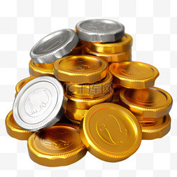 金银硬币元素立体免抠图案