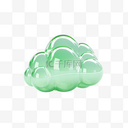 云朵绿色装饰图片_绿色云朵元素立体免抠图案