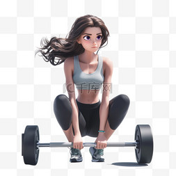 健身房的图片_一个运动健身的女孩人物形象免抠