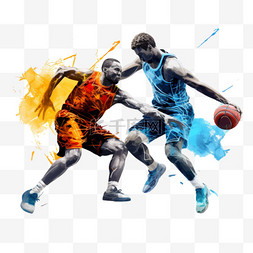 篮球对抗元素立体免抠图案