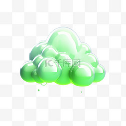 云朵绿色装饰图片_绿色云朵元素立体免抠图案