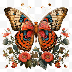 花纹蝴蝶元素立体免抠图案