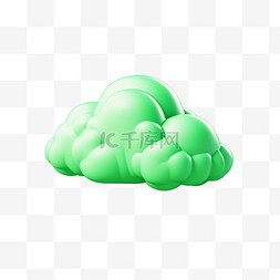 绿色云朵元素立体免抠图案