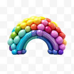 儿童节气球墙装饰图案图片_彩虹气球元素立体免抠图案