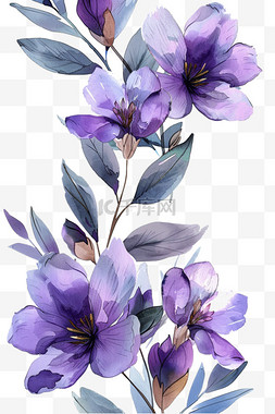 手绘花图片_手绘春天花朵紫色花免抠元素
