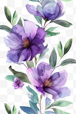 免抠春天花朵紫色花手绘元素