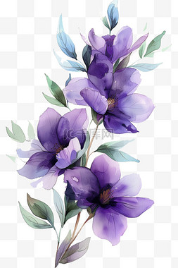 手绘花图片_春天免抠花朵紫色花手绘元素
