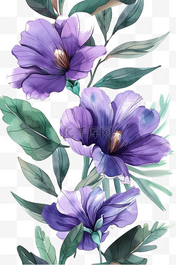 春天花朵紫色花免抠手绘元素