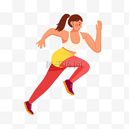 简约扁平运动跑步的女孩插画元素